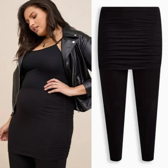 Torrid Black Skirted Leggings Layered Plus Size 2X Stretchy Comfy High Waist - Picture 2 of 14